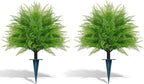 Artificial Ball Topiary Trees Set of 2, Fake Bushes with Ground Spike, Faux Evergreen for Porch Plants, UV Resistant Artificial Shrub for Outdoors Indoor Front Porch Garden