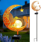 ZNYCYE Solar Garden Decor Outdoor Statue, Moon Fairy Garden Figurines with Hummingbird Design for Mom Women Grandma Solar Stake Lights for Patio, Yard, Lawn, Pathway (Warm White)