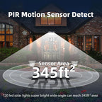 HMCITY Solar Lights Outdoor 120 LED 3 Lighting Modes,Motion Sensor Wall Lights, IP65 Waterproof Solar Powered Wall Lights for Garden Deck Lights (Front Button 4Packs, Black Shell-Daylight White)