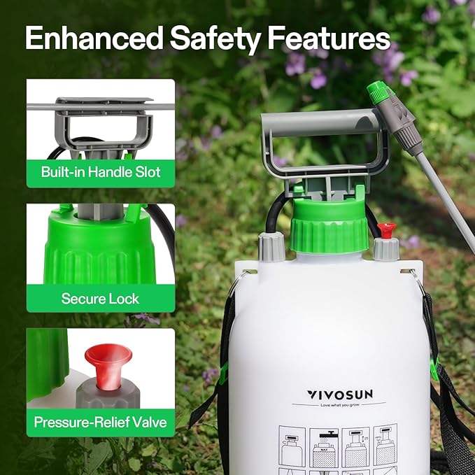 VIVOSUN 1 Gal/4L Pump Sprayer, Garden Water Sprayer for Plants, Weeds & Lawn Care, with 3 Nozzles, 50'' Long Hose & Pressure Relief Valve (Pack of 2)
