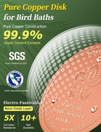 Mellbree 2-Pack Bird Bath Copper Disc, 0.6mm Flower-Style Reinforced 99.99% Pure Copper Disk for Physical Safe Clean Water, Universal Compatible with Outdoor Birdbaths, Bowl (Flower)
