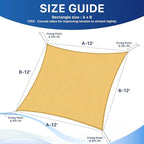RoomHacks 12'x12' Sun Shade Sail, UV Protection Outdoor Shade, Curved Tear Resistant Heavy Duty Sun Shade for Patio Garden, Backyard, Deck, Car Port, Playground, (Sand)
