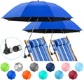 2 PACK Beach Umbrella with Clamp, 360 ° Adjustable Umbrellas for Chair, UPF50+ Umbrella for Beach Chair, Patio Chair, Wheelchair, Camping Chair, Golf Carts (Chair Not Included)