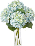 Leftover 4 Pcs Light Blue Hydrangea Artificial Flowers,21" Real Touch Faux Hydrangea Flowers and 3 PCS Butterflies for Hydrangea Decor,Floral Arrangements for Centerpiece Table Decorations,Home Decor