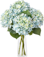 Leftover 4 Pcs Light Blue Hydrangea Artificial Flowers,21" Real Touch Faux Hydrangea Flowers and 3 PCS Butterflies for Hydrangea Decor,Floral Arrangements for Centerpiece Table Decorations,Home Decor