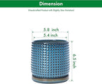 D'vine Dev 6 Inch Ceramic Beaded Stoneware Planter Pot - Flower Pot with Drainage Holes and Saucers for Indoor Succulent Plants or Flowers, Ocean Teal, 27-C-X-8