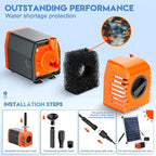 Antfraer 25W Solar Pond Pump, Solar Water Fountain Pump with 320GPH Adjustable Flow, Solar Water Pump with 7 Nozzles, 6.6ft Tubing, Dry Run Protection for Garden, Ponds, Waterfall, Fountain