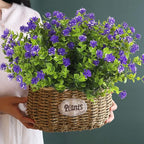 12 Bundles Artificial Flowers Faux Outdoor Plastic Plants UV Resistant Shrubs,Artificial Plants Spring Decorations for Patio Outdoor Fake Plants Spring Decorations for Home Front Porch Decor(Purple)