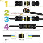 NineLeaf 48 Pack Waterproof Cable Connector, Screw Type 3-Pin M20 Electrical Wire Connectors Ø5-12mm, IP68 Outdoor Junction Box for Underground Garden Lighting, Patio, Deck Power Extension