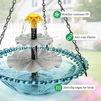 Solar Hanging Bird Bath Fountain - Upgraded 3-Tier Hanging Birdbath, Bird Baths for Garden Patio Yard Decor, Blue Outdoor Humming Birds Cascade Baths Fountains