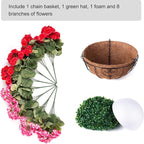 INSPRING Geraniums Artificial Flowers Hanging Basket for Outdoors Outside Spring Decoration, 8 Bundles Silk Flowers Fake Plants Look Real UV Resistant for Porch Home Patio Balcony Yard, Red Pink