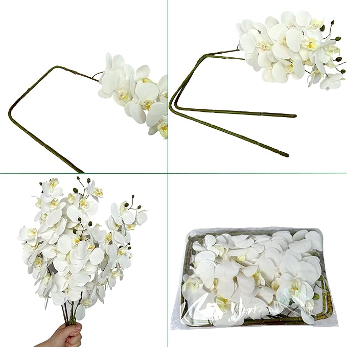 FagusHome 32" Artificial Phalaenopsis Flowers 6 Pcs Artificial Orchid Flowers Stem Plants for Home Décor (6Pcs)