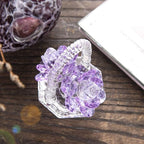 H&D HYALINE & DORA Crystal Flower Basket Figurine Collectable Ornaments Home Decor Tabletop Centerpiece Gift for Lady,Purple Color