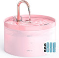 Cat Water Fountain for Cats Indoor: 67oz/2L GIOTOHUN Cat Fountain - Silent Pet Water Fountain for Drinking - Pink Cat Drinking Founttain - Faucet Pet Fountain - Contains 6 Filters + 3 Sponges