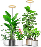 Grow Lights for Indoor Plants, Full Spectrum Plant Lights for Indoor Growing with 6/12/16H Timer, 3 Optional Spectrums, 5 Brightness, Height Adjustable 10"-65" Wood Grain Growing Lamp