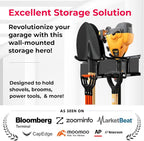 TIDYME Garage Wall Organizer | 64" Heavy-Duty Tool Storage Rack | Adjustable Double-Layer Hooks | 400 lbs Capacity | Carbon Steel Wall Mount Holder for Shovels, Rakes, Ladders & Power Tools