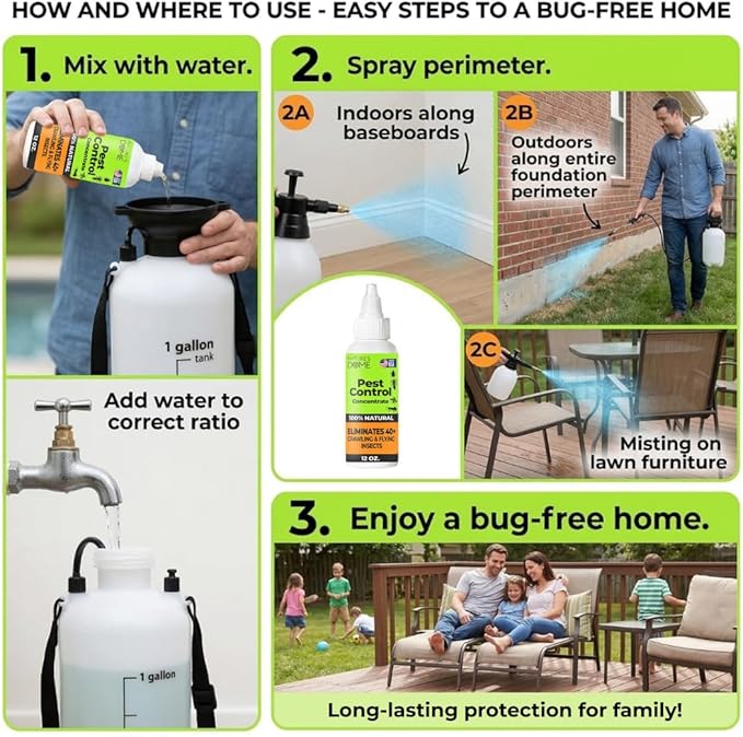 Nature’s Dome Pest Control Concentrate Spray 12 Oz | Natural, Eco-Friendly Bug & Ant Spray that Makes 1 Gallon | Eco-Friendly Bug Spray for Flea, Ticks, Ant & Mosquitos | Safe for Pets & Kids