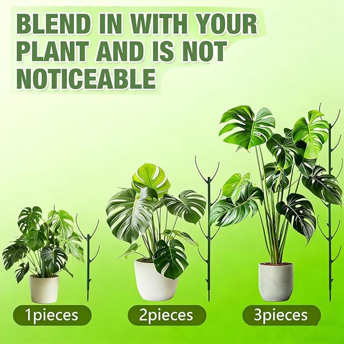 Stackable Plant Support Vine Plant Sticks Stakes Pothos Climber Support with Plant Clips and Plant Ties for Indoor Outdoor Vine Orchid, 5 Pack