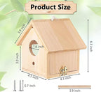 Tfwadmx Wooden Bird House Transparent Outdoor Bird House Hanging Nests Box Garden Patio DIY Decorative for Wren Swallow Sparrow Hummingbird Finch Throstle