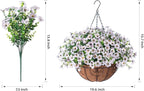 HyeFlora Artificial Fake Hanging White Plants Flowers Basket for Outdoor Fall Winter, Faux Silk Daisy in Planter Realistic UV Resistant for Christmas Outside Porch Home Patio Balcony Yard Decoration