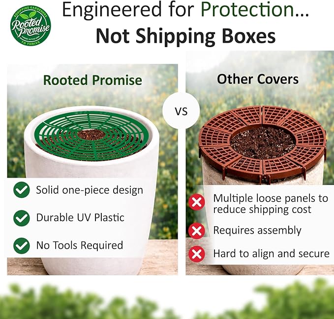 12 inch Plant Pot Cover | Soil Cover for Plants (One Piece Design) | 3 Pack | Dark Green | No Stakes or Assembly Needed | Perfect for Covering Plants from Animals | Made in USA