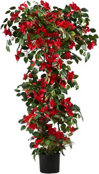 Artificial Bougainvillea Tree -5FT Faux Bougainvillea Tree with Realistic Flowers, Tall Fake Flower Tree for Indoor or Outdoor Decor, Silk Floral Plant for Living Room, Porch, Garden (Red)