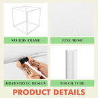 3 Pack Plant Protectors from Animals, 13.8" X 13.8" Detachable Plant Cages for Outdoor Plants with Netting, Square Plant Cages to Keep Animals Out with Ground Stakes (White)