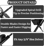 4x16 Upgraded Auger Drill Bit for Planting,Garden Auger with Double Sharp Thickended Blades,Ice Drill Auger,Spiral Drill Bit for Planting-Post Hole Digger for 3/8" Hex Drive Drill