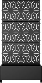 Casaphoria Metal Raised Garden Bed with Trellis and Wheels, 72"x35"x16" Planter Box for Climbing Plants, Vegetables & Vines, Features Drainage Holes and Privacy Screen (Black-Star)