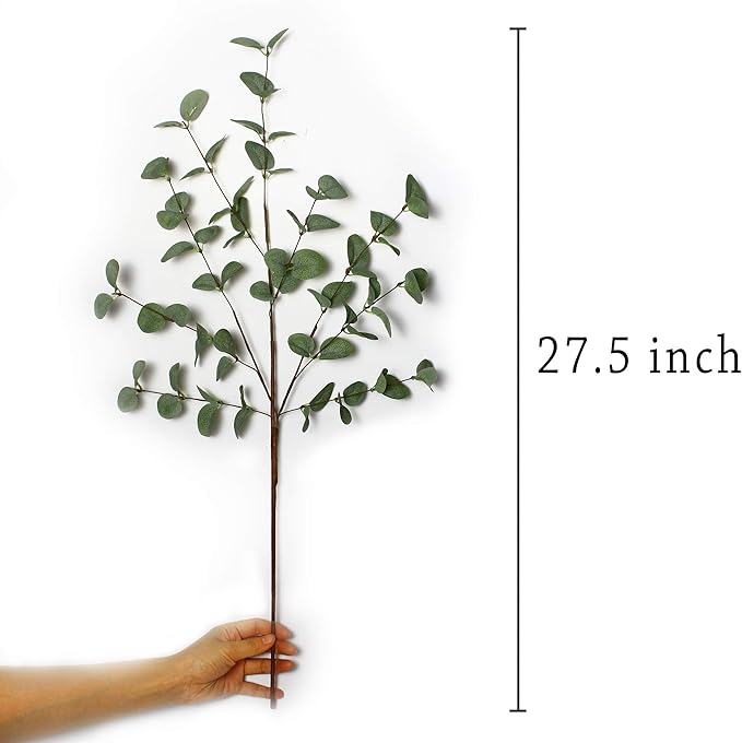 6 Pcs 27" Eucalyptus Stems Greenery Stems Eucalyptus Leaf Spray in Green Silk Plastic Plants Floral Artificial Plants for Home Party Wedding Decoration