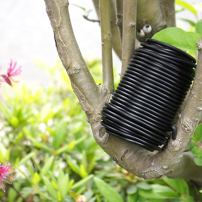 Decoroca Soft Plant Ties for Support - 65.6' Reusable Waterproof Plant Wire, Garden Twist, Office Organization and Decoration Binding（2pcs/Black）