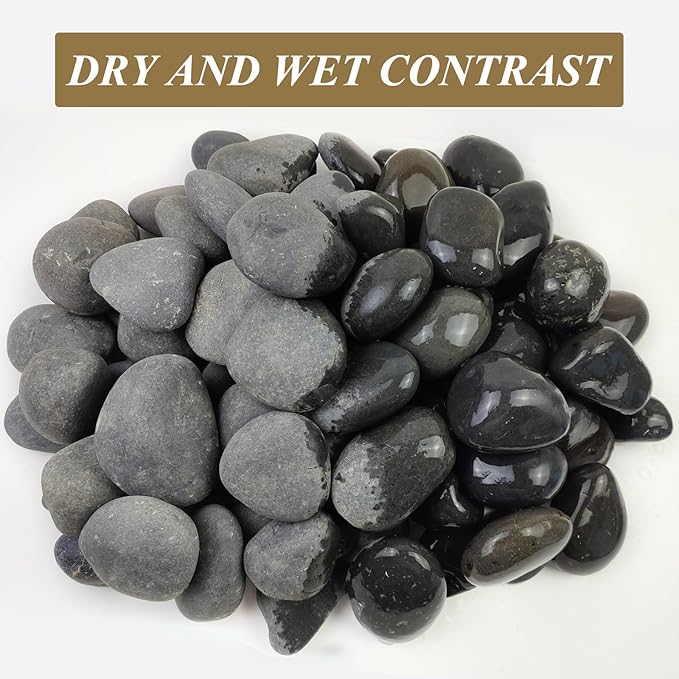 FANTIAN 40 lbs Bulk Black River Rocks for Landscaping, 3-4 Inch Mexican Beach Pebbles, Decorative Black Stones for Planters Garden Fish Tank Walkways and Outdoor Decorative Stones