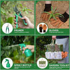 9-Piece Premium Gardening Tool Set for Women - Heavy Duty Stainless Steel Rust-Proof Tools with Fashion Storage Tote | Perfect Gardening Gifts for Mom, Mother's Day, Birthday & Outdoor (Green)