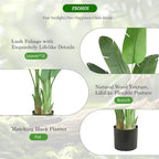 Birds of Paradise Plant Artificial, 6FT Fake Plants Faux Banana Leaf Tree with 10 Banana Leaves, Lifelike Tall Fake Tropical Palm Indoor Silk Floor Plant in Black Pot for House,Office,Room,Home Decor