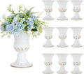 Sziqiqi Metal Vases for Fake Fresh Flowers Rustic White Flower Pot for Indoor Outdoor Elegant Floral Plant Holder Bulk for Garden Wedding Home Farmhouse Decor 9in