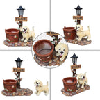 Animal Outdoor Statue Planter Solar Light Welcome Garden Sculpture Resin Flower Pot Decorative Porch Patio Yard Lawn Entryway Figurine with LED Lamp Rustic Plant Holder Ornament Courtyard (G)