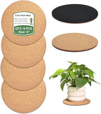 vensovo Cork Plant Coasters & Saucers 6 Inch– Absorbent Round Mats for Indoor Flower Pots, Planters, Houseplants, Surface Protector for Table & Floor, 6 Pack