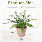 Artificial Boston Fern Potted Plant, 9" Small Fake Plants in Pot, Faux Fern Plant Greenery for Home Office Farmhouse Living Room Bathroom Kitchen Tabletop Desk Shelf Decoration