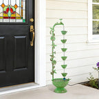 41" H Outdoor Tiered Water Fountain, Faucet-Shape Floor Standing Fountains with 6 Hanging Lotus Cups, Indoor Cascading Water Fountain Feature for Garden Yard Home Decor