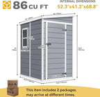 DWVO 5x4ft Resin Outdoor Storage Shed with Floor, Large Waterproof Lockable Storage Shed with Window, Plastic Outside Tool Storage for Garden Backyard Patio Lawn (Gray)