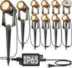 SUNTHIN Outdoor Landscape Lighting, 10 Pack Outdoor Spot Lights with Transformer for Yard, Plant, Lawn, Tree, Flags, House, Garden, Fence Use, IP65 Waterproof & Connectable