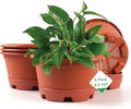 KPUVX 5 Pack 8.5 inch Plant Pot,Outdoor Flower Pots,Plastic Pots for Plants Indoor with Drainage Holes and Trays, Decorative Garden Containers Sets for Houseplants