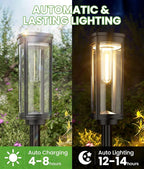 BITPOTT Solar Pathway Lights Outdoor, 4 Pack Bright Solar Powered Garden Lights Waterproof IP65, Long Lasting Outdoor Light for Yard Garden Walkway Landscape Lawn Patio