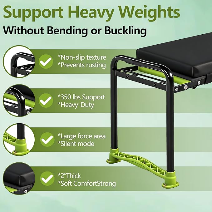 Garden Kneeler and Seat, Heavy Duty Garden Stool with 11" Wide Detachable Kneeling Pad, Foldable Garden Bench Chair with Gardening Tool Pouch and Bag, Gardening Gifts for Women, Seniors