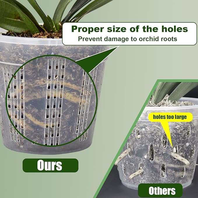 Orchid Pot, 6 Packs of 4.3" Orchid Pots with Holes, Orchid Pots for Repotting, Plastic Orchid Planter for Indoor Outdoor Plants (6 Packs, 4.3")