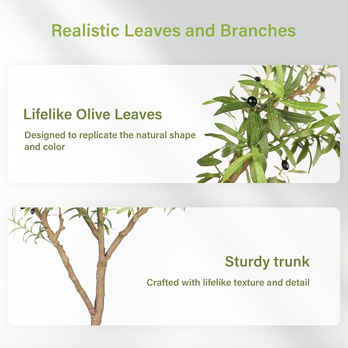 Faux Olive Tree 9ft - Realistic Artificial Olive Tree 9 Feet Indoor (108") - Tall Fake Plants Olive Trees Artificial Indoor with Natural Wood Trunk for Home Office Decor