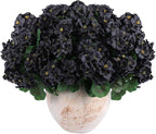 Hananona 12 Pcs Artificial Geranium Flowers for Outdoors Geranium Silk Flowers Outdoor UV Resistant Garden Plants Faux Black Flower for Home Kitchen Halloween Table Centerpieces Decor (12, Black)