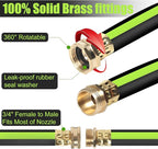 SYEENIFY Kink Free Garden Hose 50ft 5/8", Heavy Duty Hybrid Water Hose, Ultra Durable Flexible Rubber Hose with Sprayer Nozzle,Leakproof Yard Outdoor Hose with Brass Solid Connector