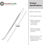 Mandala Crafts 15 Inches Silver Stainless Steel Curved Aquarium Tweezers for Aquatic Plants – Long Aquascape Forceps for Fish Tanks, Hospital Tanks, Goldfish Bowls, and Terrariums