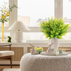 RECUTMS Artificial Boxwood Plants Outdoor Fake Spring Plants Uv Resistant Artificial Shrubs for Outdoors Greenery Stems Outdoor Flowers That Look Real Artificial Eucalyptus (Yellow Eucalyptus)